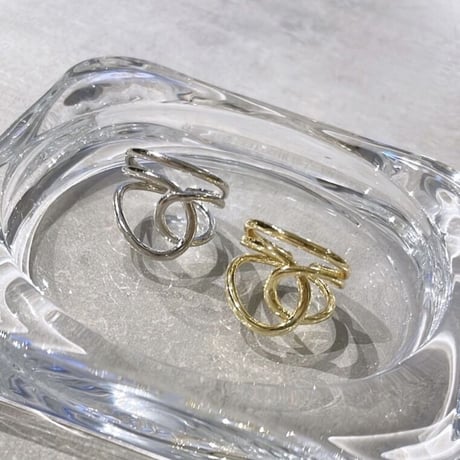 2306RG0298_A/ Double line Twist Opening ring （Gold）