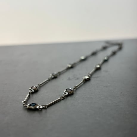 2606NC0398 / Cororful square stone Necklace（Silver）