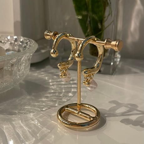 2311PR0609 / Catch design pearl hoop Pierce（Gold）