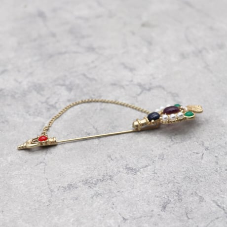 Vintage Plated Crystal Rhinestones Brooch（GOLD） / OT-006