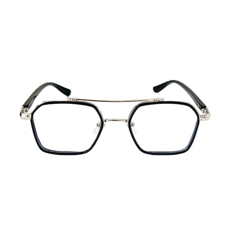 【 Select 】Double Bridge Square Sunglasses (Black/Silver/Clear)