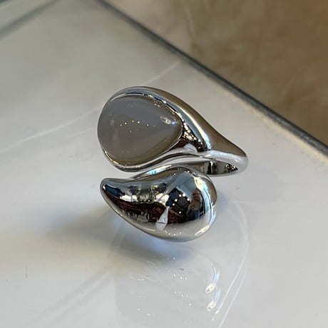 2405RG0463 / Drop open stone ring（Silver）