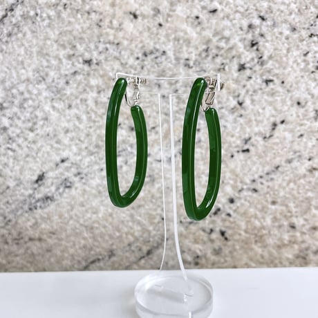 Acrylic oval hoop Earring（Green）/ 2205_ER0111