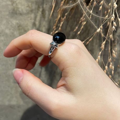 2602RG0735 / Volume Black stone Ring（Silver）