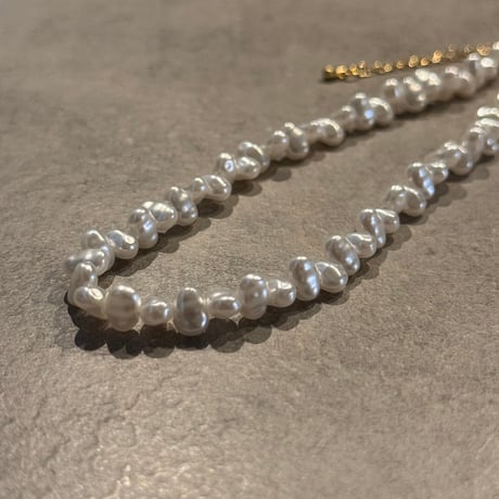 2504NC0337 /  simple stone pearl necklace（Pearl)