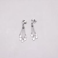 Star Hanging Design Clip Earrings（Silver） /  2112_ER103