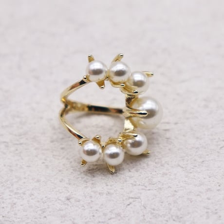 Semicircle pearl  ring （GOLD） / 2104-RG027