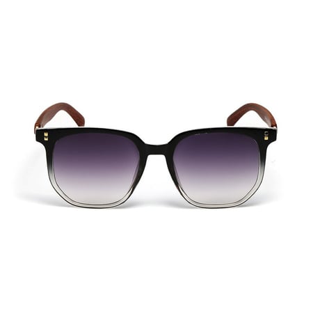 【 Select 】 Metal Artificial Wood Vintage Sunglasses (Black / Grey )