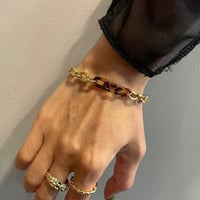 Metal Resin Chain link Bracelet（Gold×Demi）/ 2109_BR096