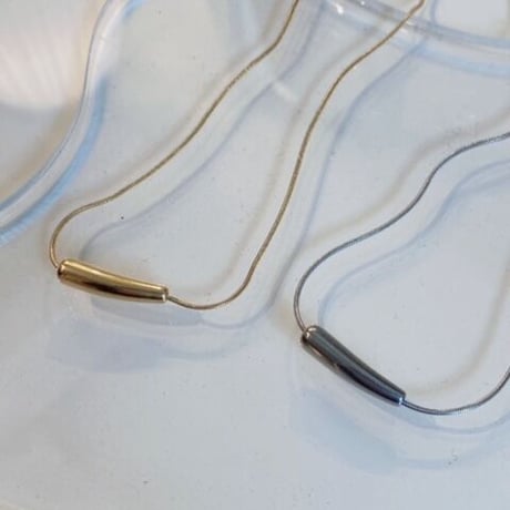 Metal tube bar chain necklace（Gold）/ 2201-NC122
