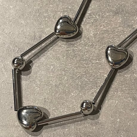2412NC0282 / Heart connect ball Necklace（Silver）