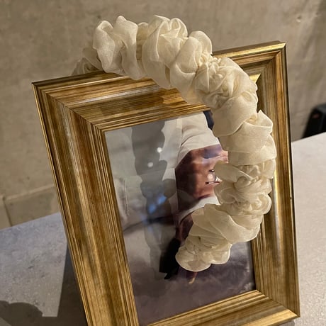 2503HA0059（S）/ Gather Chiffon headband（White)