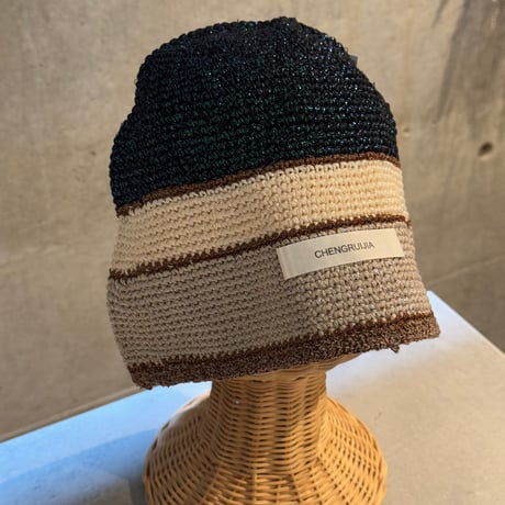 2508HW0099(S) / Glitter border knit cap（Light Blue）