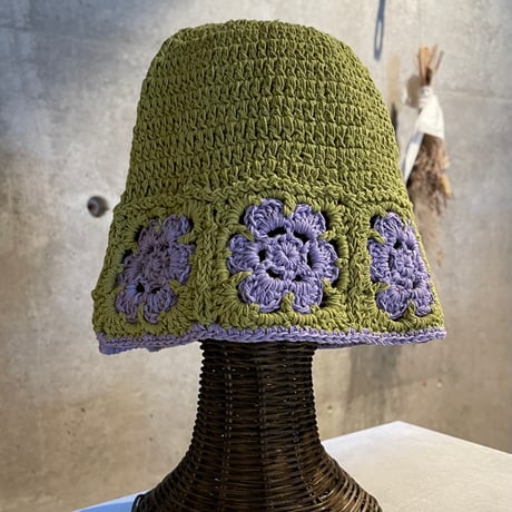 2504HW0082(S) / Flower knit bucket hat（Green）
