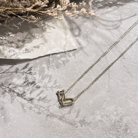 U type double chain necklace （Gold）/ 2210_NC0163