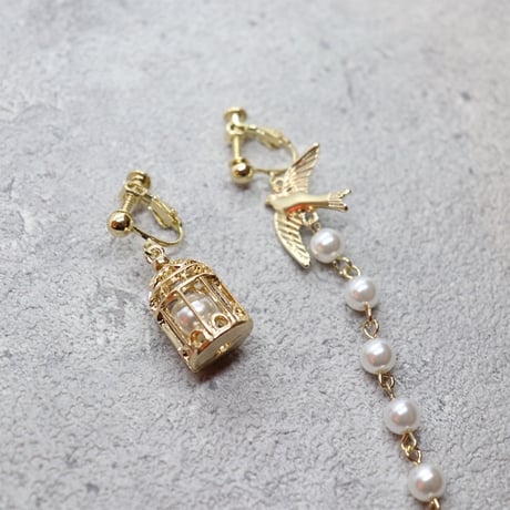 Birdcage  Earrings / Non hole /  ER-033