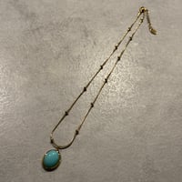 2503NC0321／oval stone  ball chain Necklace（Gold/Blue）
