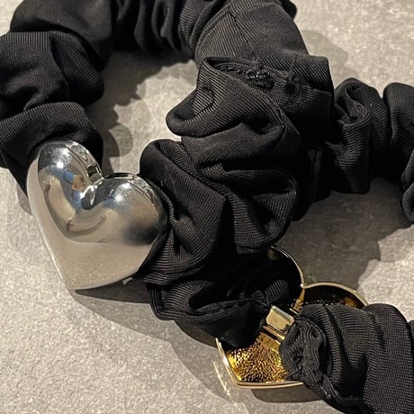 2411HA0084 / Metal Heart motif Hair tie 2piece（Silver/Gold）