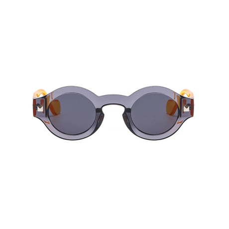 【 Select 】 Vintage Small Round Sunglasses (Grey/Yellow)