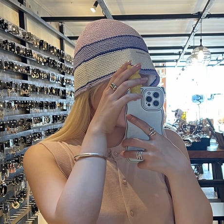 2508HW0099(S) / Glitter border knit cap（Lavender）