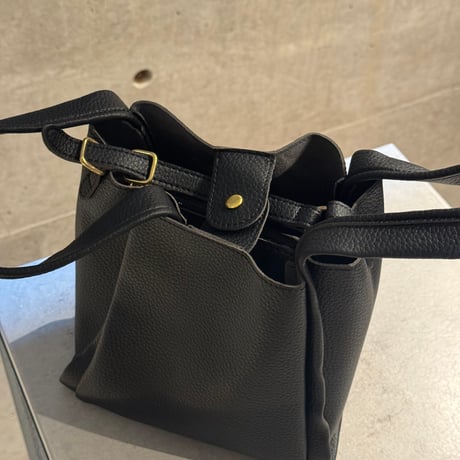 2509BG040(S) / Fake leather 2way sholder bag (Black)