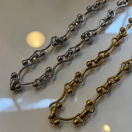 2603NC0381 / Ball curve chain Necklace（Gold）