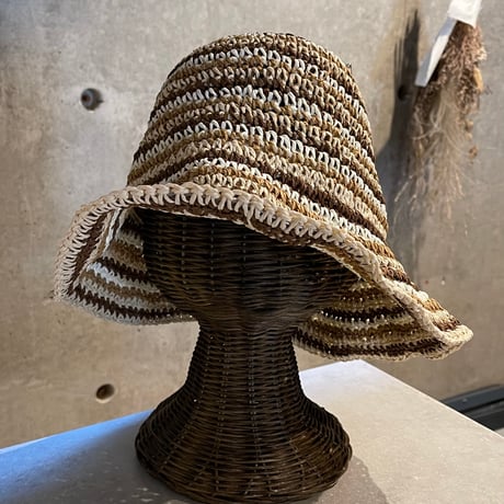 2503HW0078(S) / Wired Border Paper Hat（Brown/Beige）