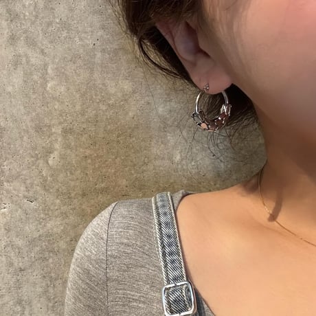 2503PR0762 / Half line design hoop Pierce #03（Silver）