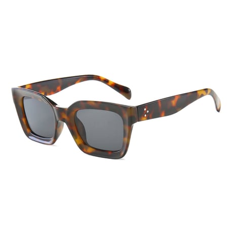 【 Select 】Vintage Retro Square Hollows Design Sunglasses (Leopard)