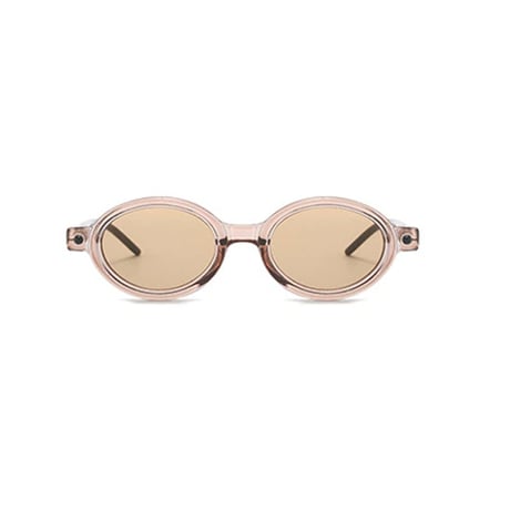 【 Select 】 Oval Double Color Vintage Sunglasses (Clear Tea)