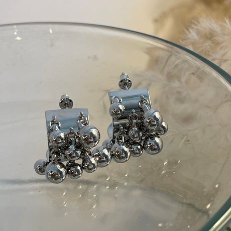 2405PR0717 / Metal ball wide hoop pierce （Silver）