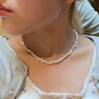 2504NC0337 /  simple stone pearl necklace（Pearl)