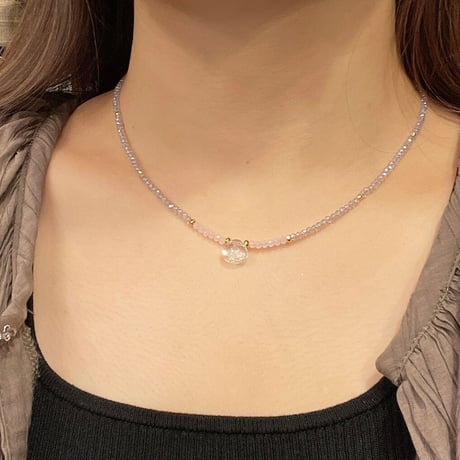 Small crystal beads Choker Necklace（#04）  /  2106-NC058