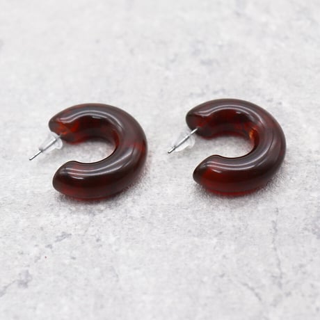 Semicircular Hoop Earrings Pierce（Brown） / 2102-PR012