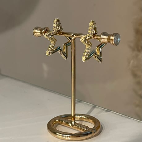 2509PR0803 / Shine star motif hoop Pierce（Gold）