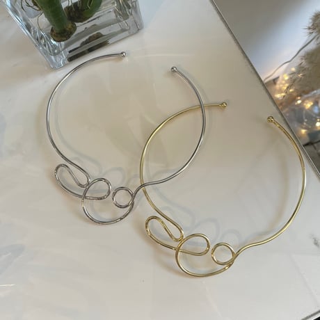 2310NC0207 / Bib Collar curve Metal Chokers（gold）