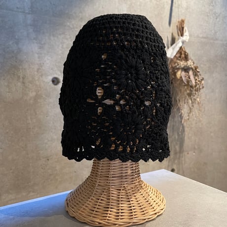 2506HW0093(S) / Crochet lace knit cap（Black）
