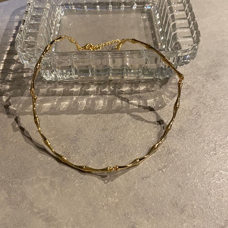 Craft wave design necklace （Gold）/ 2211_NC0164