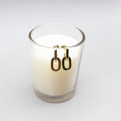 Oval Double Link Geometric Pierce（Gold）/ 2110_PR0313