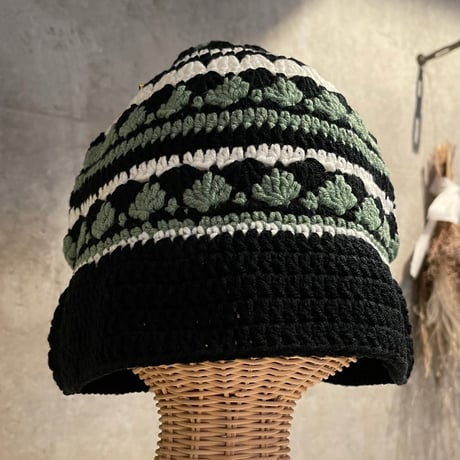 2504HW0084(S) / Crochet knit bucket hat（Black）