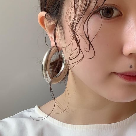 2102-PR007 / Metal Hoop Simple Pierce（SLV / L / 5cm）