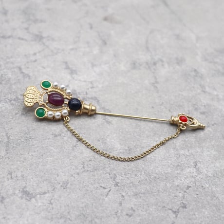 Vintage Plated Crystal Rhinestones Brooch（GOLD） / OT-006