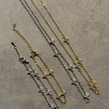 2512BR0115 / Stone Flower chain bracelet（Silver）