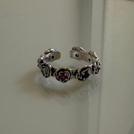 2604RG0757 / Rose motif stone ring（Silver）