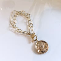 Double Chain Coin Mantel Bracelet（Gold）/ 2109_BR112