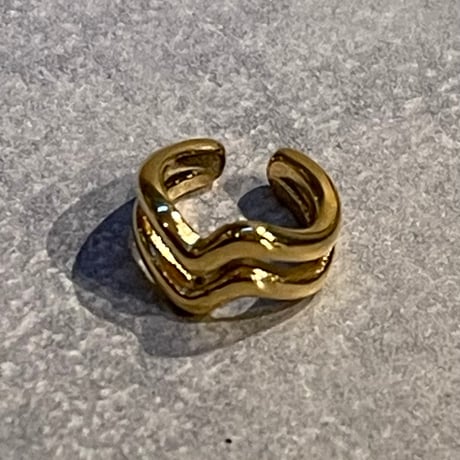 2502EC018 / Double line wave mini Ear Cuff（Gold）
