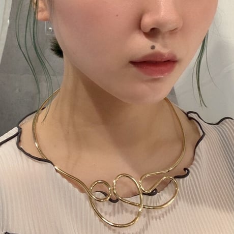 2310NC0207 / Bib Collar curve Metal Chokers（gold）