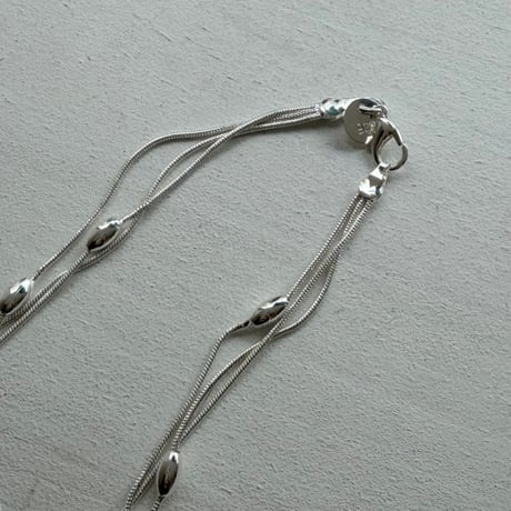 2604NC0386 / Beans layered chain Necklace（Silver）