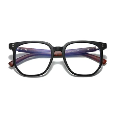 【 Select 】 Metal Artificial Wood Vintage Sunglasses (Matte Black/Clear )