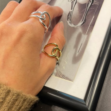 Overlap Double Line Open Ring（Gold） /  2111-RG144